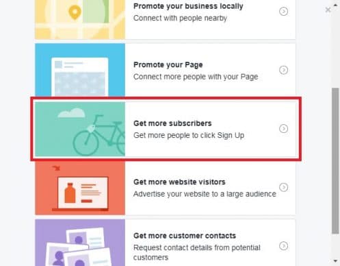 Get more subscribers’ from the pop-up menu