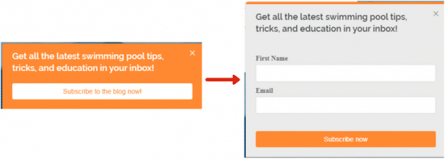 popup form for blog subscriptions