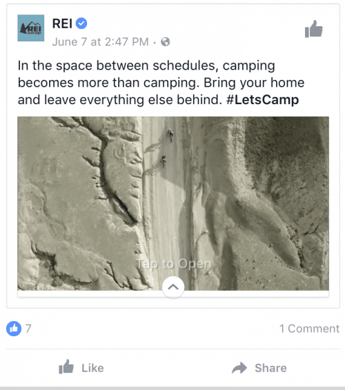 REI uses emotive language that appeals to campers
