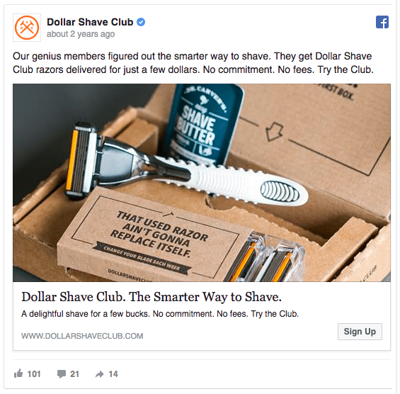 Dollar Shave Club invitation to an exclusive community