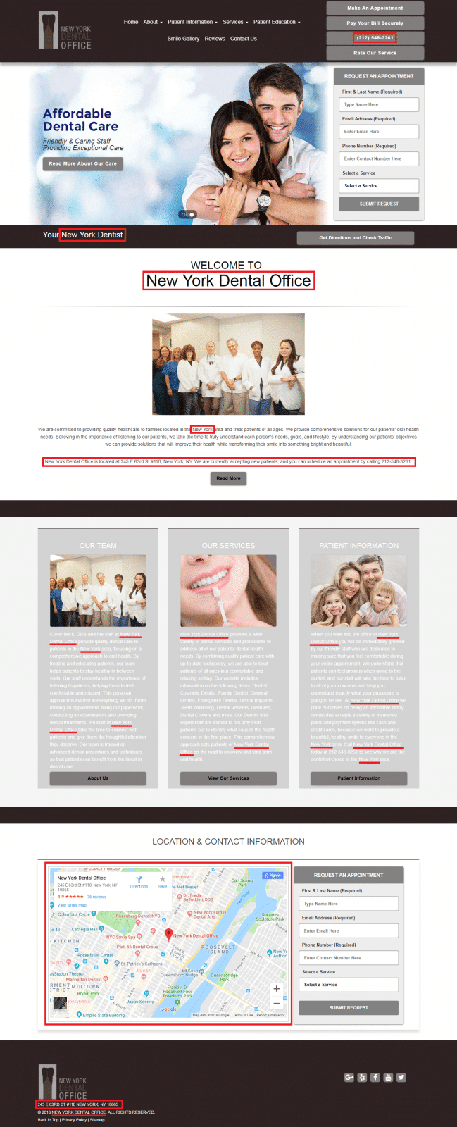 New York Dental Office’s On page SEO