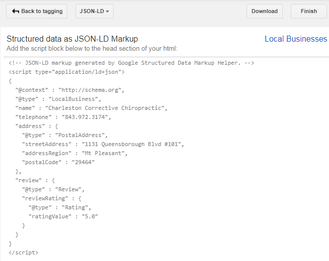 Structured data as JSON-LD format