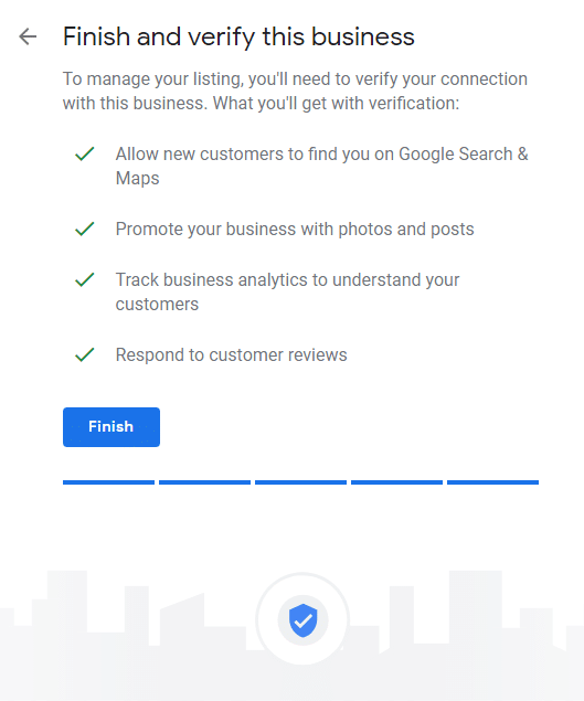 Finish and verify your business