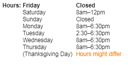 business hours, you can set business hour breaks, 24 hour business hours, and special hours