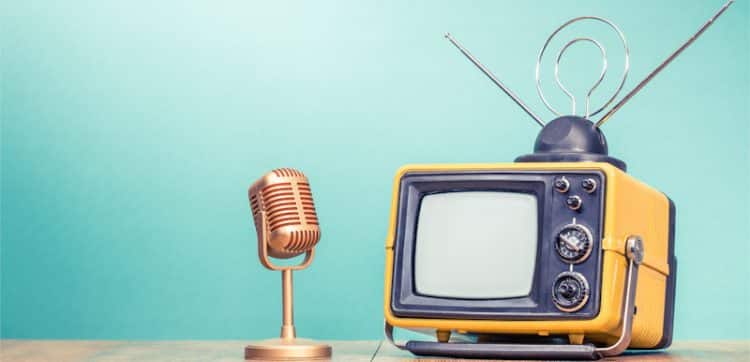 old timey tv and microphone