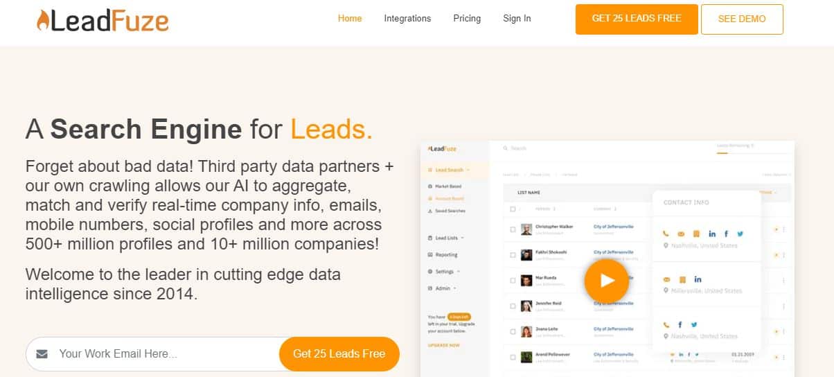 leadfuze main page